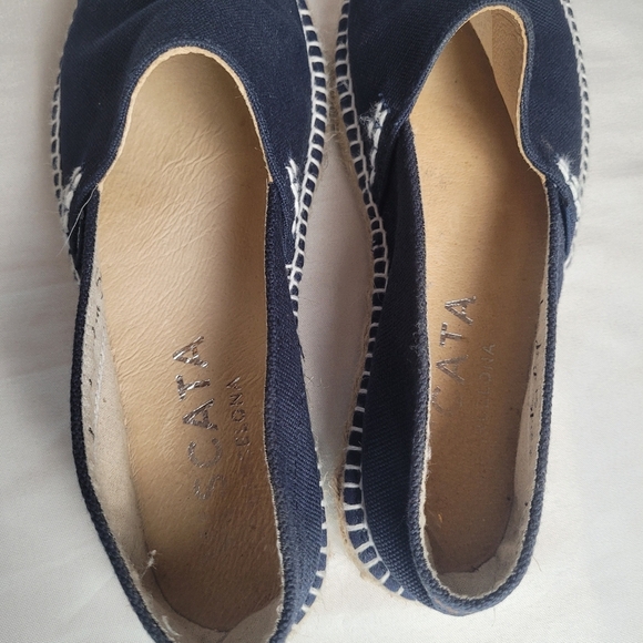 Viscata Barceloneta Handmade In Spain Espadrille Canvas Flat Shoe Navy 38/7.5 - Picture 6 of 10